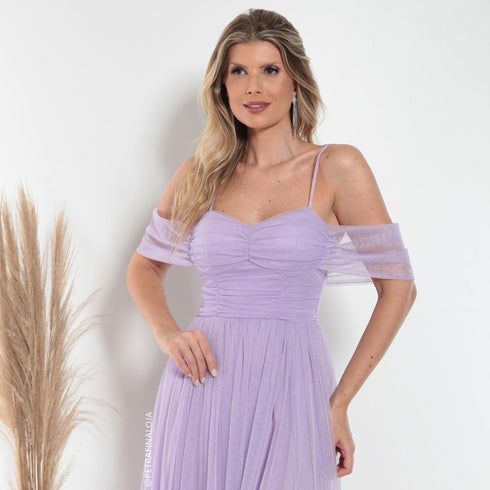 Vestido Franzido Ombro a Ombro VESTIDO DE FESTA PETRA FINA